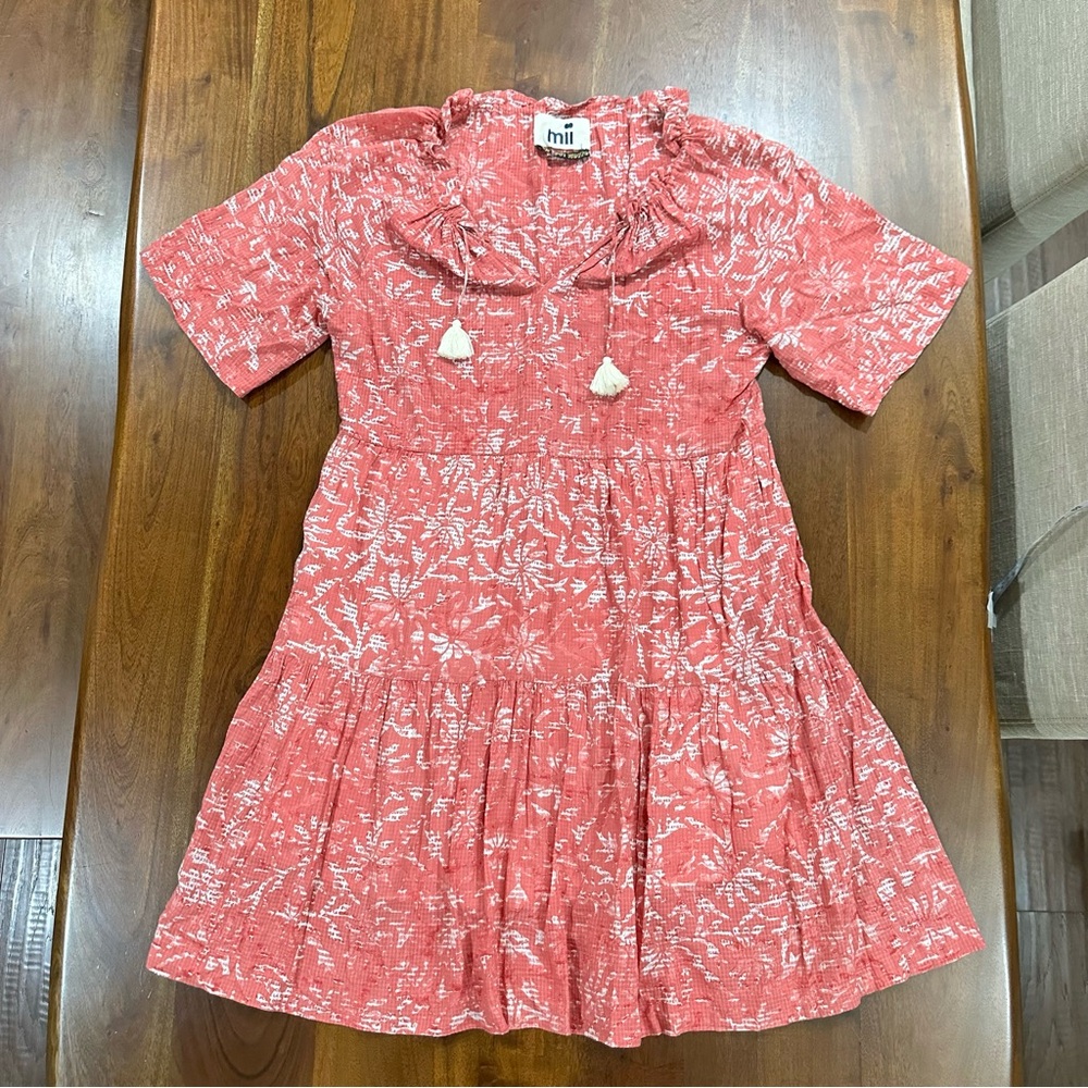 Mii Collection 100% Cotton Boho Bohemian Tiered Dress Size Large Lightweight